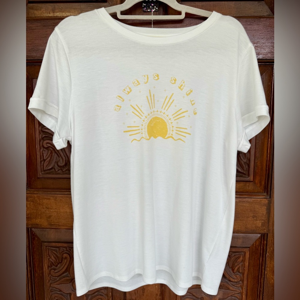 Hiatus Brand White Short Sleeve T-shirt With “Always Shine” On Front. Sz XL. EUC - Picture 6 of 11